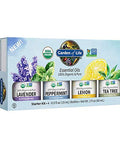 Garden Of Life Essential Oils Starter Pack (Lavender Peppermint Lemon Tea Tree) 2 Fl Oz Liquid (60 Ml) - Set Of 4-0.5 Fl Oz Bottles 100 Usda Organic & Pure Non-Gmo For Diffuser Aromatherapy