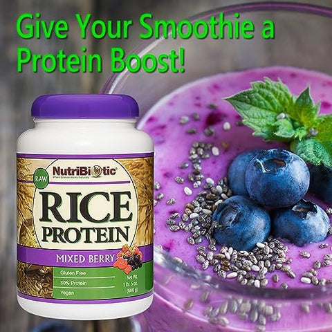 Nutribiotic â€“ Mixed Berry Rice Protein 1 Lb 5 Oz (600G) Low Carb Keto-Friendly Vegan Raw Protein Powder Grown & Processed Without Chemicals Gmos Or Gluten Easy To Digest & Nutrient-Rich