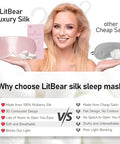 Litbear 100% 22 Momme Mulberry Silk Sleep Mask - 3D Contoured Eye Mask For Men Women Soft Breathable Sleeping Mask With Adjustable Strap Perfect Blocks Light For Sleeping (Pale Pink)