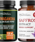 Smnutrition Saffron Supplement & Ashwagandha With Black Pepper Herbal Adaptogen Bundle With Saffron Extract (90 Servings) And Ashwagandha Capsules (60 Servings)