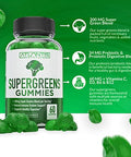 Supergreen & Magnesium Gummies - Magnesium Helps Muscles Recover, Delicious Supergreens With Spinach, Broccoli, Beetroot, Green Tea, & Acai For Immunity Support- 60 Gummies