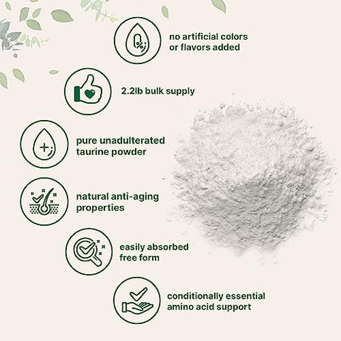 Micro Ingredients Taurine Powder Supplement 1 Kg 2000Mg Per Serving Unflavored 100 Pure Easily Absorbed Free Form Essential Amino Acids For Exercise Energy & Heart Support