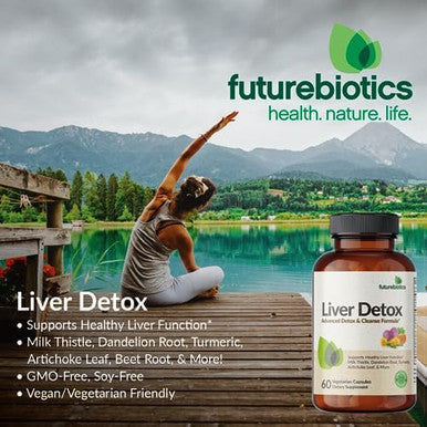 Futurebiotics Liver Detox Advanced Detox & Cleanse Formula Supports Healthy Liver Function With Milk Thistle Dandelion Root Turmeric Artichoke Leaf & More Nongmo 60 Vegetarian Capsules