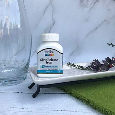 21St Century Slow-Release Iron Supplement, 60 Count, High Potency Iron Tablets With 142 Mg Ferrous Sulfate, Gluten Iron Supplement For Women & Men, With No Added Yeast Or Artificial Flavors