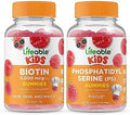 Lifeable Biotin Kids + Phosphatidylserine (Ps) Kids Gummies Bundle Great Tasting Vitamin Supplement Gluten Gmo Chewable Gummy