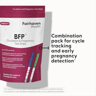 Fairhaven Health Bfp Kit 40 Ovulation And 10 Pregnancy Test Strips " Monitor Lh And Hcg Levels Early Detection At Home For Women Trying To Get Pregnant Made In North America