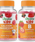Lifeable Calcium Magnesium Kids + B Complex Kids Gummies Bundle Great Tasting Vitamin Supplement Gluten Gmo Chewable Gummy