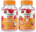 Lifeable Calcium Magnesium Kids + B Complex Kids Gummies Bundle Great Tasting Vitamin Supplement Gluten Gmo Chewable Gummy