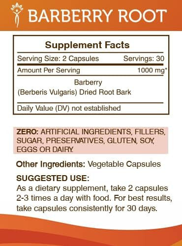 Secrets of the Tribe Barberry Root 2x60 Capsules, Made with Vegetable Capsules and Barberry (Berberis Vulgaris) Dried Root Bark (2x60 Capsules)