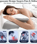 Sutera Dream Deep Contour Memory Foam Pillow Orthopedic Cervical Support For Neck Shoulder And Back Pain Relief Ergonomic Pillow For Side Back And Stomach Sleepers Washable Cover - White+Bag