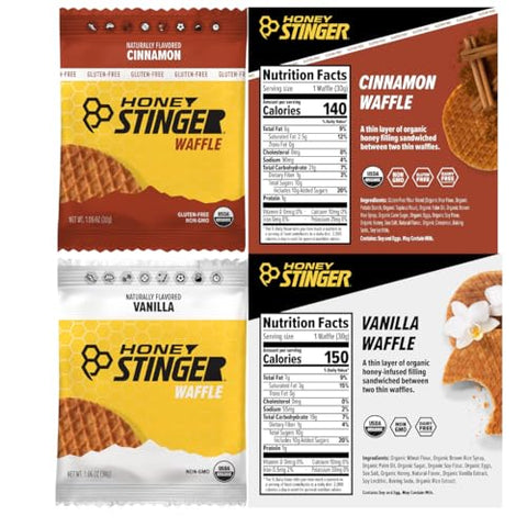 Honey Stinger Energy Waffle Variety Pack, 16 Count ÃƒÂ¢Ã¢â€šÂ¬Ã¢â‚¬Å“ Cookies & Cream, Honey, Vanilla, Salted Caramel, Cinnamon, Peanut Butter, Peanut Butter Strawberry & Peanut Butter Chocolate ÃƒÂ¢Ã¢â€šÂ¬Ã¢â‚¬Å“ On-the-Go Energy Snacks