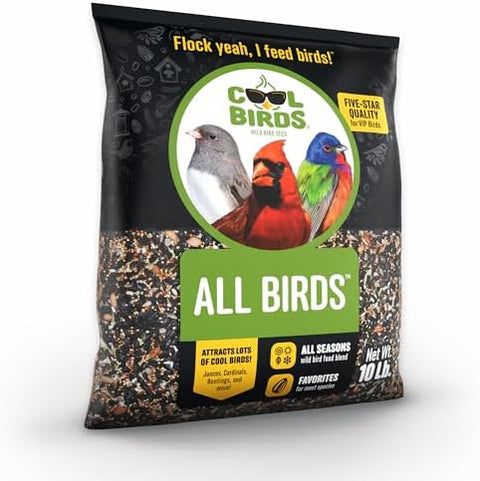 Cool Birds All Birds Wild Bird Seed, 10 lb | Classic Blend with Black Oil Sunflower, White Millet, Safflower, Peanuts & Sunflower Hearts