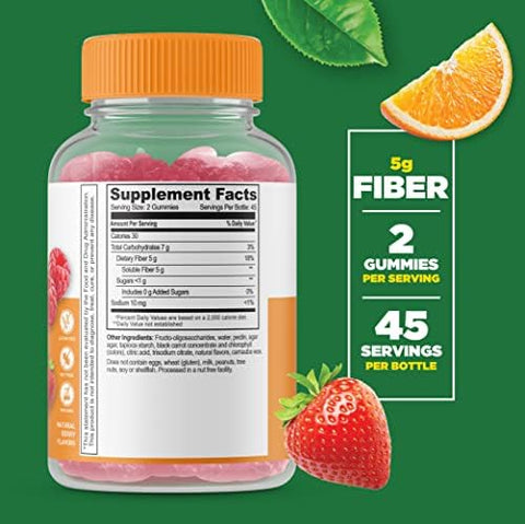 Lifeable Probiotic 2 Billion Cfu + Prebiotic Fiber 5G Gummies Bundle Great Tasting Vitamin Supplement Gluten Gmo Chewable Gummy