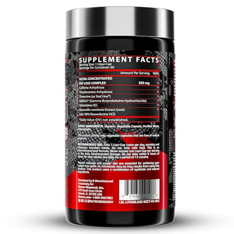 Nutrex Research Lipo-6 Black Ultra Concentrate Thermogenic Energizing Fat Burner Supplement Increase Weight Loss Energy & Intense Focus Capsule 60Count