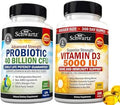 High Strength Vitamin D3 5000 Iu 125 Mcg (1 Year Supply) Plus 40 Billion Cfu Daily Probiotic Supplement (2 Month Supply)
