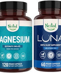 Nested Naturals Luna Melatonin Sleep Aid & Magnesium Glycinate Chelate For Improved Sleep Relaxation & Recovery (180 Capsules)