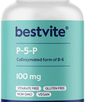 Bestvite P-5-P 100mg (120 Vegetarian Capsules) (CoEnzymated Form of B-6) - No Stearates - Vegan - Non GMO - Gluten - No Silicon Dioxide - No Gelatin