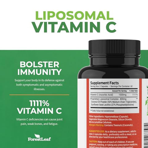 Forestleaf Immune Support Supplement With Vitamin C Quercetin For Immunity - Immune Boosters For Adults With Liposomal Vit C Quercetin & Stinging Nettle - 2 In 1 Immune System Defense Booster