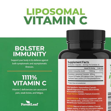 Forestleaf Immune Support Supplement With Vitamin C Quercetin For Immunity - Immune Boosters For Adults With Liposomal Vit C Quercetin & Stinging Nettle - 2 In 1 Immune System Defense Booster