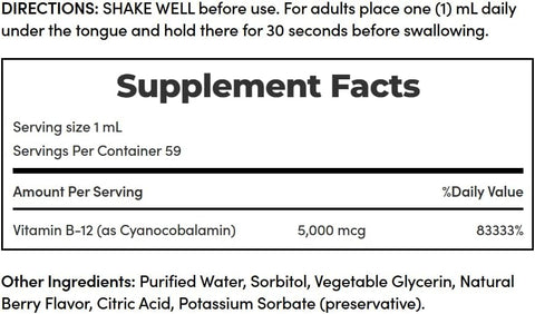 Nature's Bounty Super Strength B12 5000mcg 2 Oz (Pack of 2)