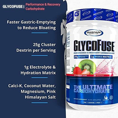 Gaspari Nutrition Glycofuse: Performance And Recovery Carbohydrate 25G Cluster Dextrin And 1G Electrolyte And Hydration Matrix (Strawberry Kiwi 30 Servings)
