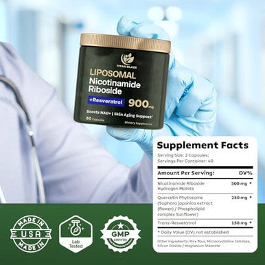 Nad+ Nicotinamide Riboside With Resveratrol & Quercetin Nmn Alternative Premium Anti-Aging Supplement For Energy, Focus, And Cellular Support 80 High-Purity Capsules 900Mg