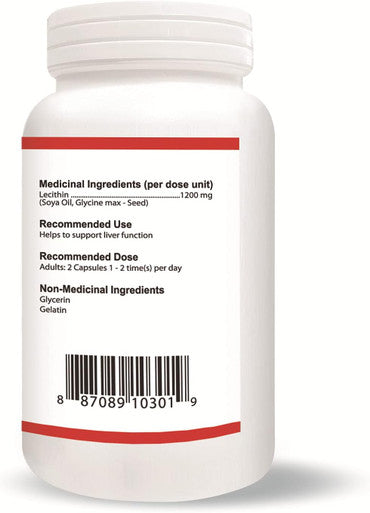 Premium Natural Soy Lecithin Capsules 1200mg [120 Softgels] Immune Support Supplement Rich in Phospholipids, Liver & Kidney Function Support, Sourced and Made In Canada by Nutridom