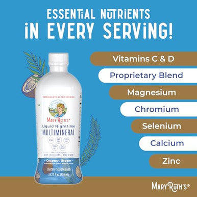 Maryruth's Multivitamin Gummies For Women (Strawberry) & Liquid Nighttime Multimineral (Coconut 1522Oz