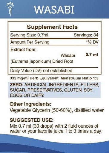 Secrets of the Tribe Wasabi Tincture Alcohol-Free Extract, High-Potency Herbal Drops, Tincture Made from Wasabi (Eutrema japonicum) Dried Root 2 oz