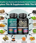 Shilajit and sea Moss Combo Shilajit Capsules Added Ashwagandha Sea Moss Ginger and Black Seed Oil Rhodiola Rosea Panax Ginseng Seamoss and shilajit Bundle All in one Supplement