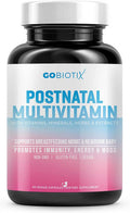 GoBiotix Postnatal Vitamin Postpartum Vitamins for Energy Mood Breastfeeding Support Lactation Supplement with Organic Herbs Minerals Nutrients for New MomsBaby NonGMO Vegan 60 Capsules