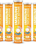 Nutrazul Immune Triple Action Effervescent Tablets With Vitamin C 1000Mg Vitamin D Zinc Support Daily Routine Vegan Gluten Sugar Lactose Orange Flavor 20 Tablets (Pack Of 5X20)