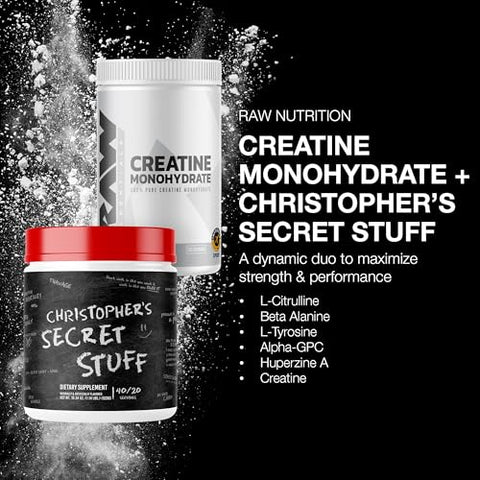 Raw Nutrition Creatine Monohydrate & Thavage (Tastes Like Winning) Pre-Workout Powder Bundle