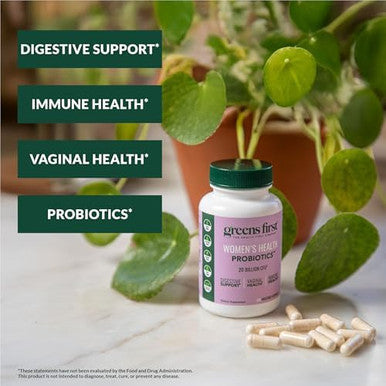 Greens First Women'S Health Probiotics Probiotic For Ph Balance 20 Billion Cfu Support For Digestive Immune & Vaginal Health Nongmo/Gluten/Dairy/Soy (30 Vegetable Capsules)