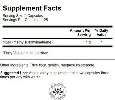 Swanson Msm 500 Milligrams 250 Capsules