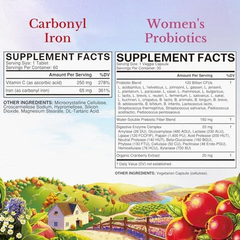 Vitalitown WomenS Probiotics & Iron Supplement Bundle