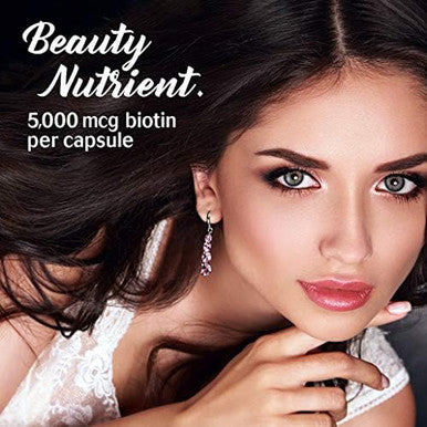 Bluebonnet Nutrition Biotin 5000 Mcg Hair & Nail Support Nongmo Vegan Kosher Gluten Soy Dairy 60 Vegetable Capsules 60 Servings