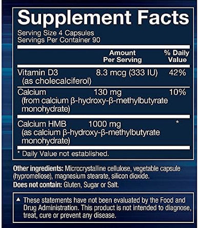 Bodytech Hmb + Vitamin D3 - Supports Muscle Growth And Strength (360 Vegetable Capsules)
