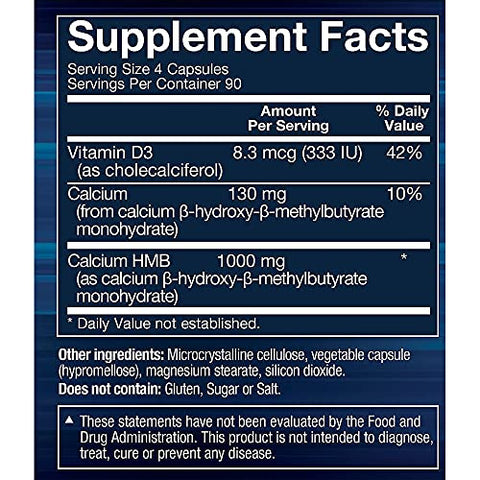 BODYTECH HMB + Vitamin D3 Supports Muscle Growth and Strength 360 Vegetable Capsules