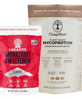 Lakanto Classic Monk Fruit Sweetener with Erythritol 1 lb and ChagaRoot MycoProtein Mushroom Protein Powder Chocolate 1.76 lb