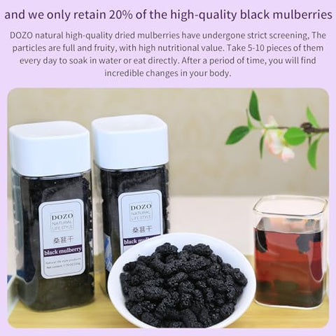 DOZO Dried Black Mulberries 15.5oz/440g Black Mulberry Large Sun-dried Mulberries Vegan SnackÃ¯Â¼â€ Baking No sugar add Ã¦Â¡â€˜Ã¨â€˜Å¡Ã¥Â¹Â² Ã©Â»â€˜Ã¦Â¡â€˜Ã¨â€˜Å¡