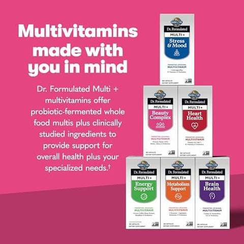 Garden Of Life Dr Formulated Multi+ Beauty Complex Fermented Liposomal Multivitamin Plus Hair Skin And Nails Vitamins French Melon Sod Biotin and Probiotics 30 Capsules Supplement For Women and Men