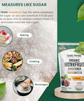 Tame prime USDA Organic Monkfruit sweetener with Allulose from figs, 1 lb (454 g), 1:1 sweet like sugar, organic monk fruit without erythritol, 0 calories, 0 Glycemic index, Keto