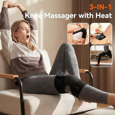 Ltnile Electric Cordless Knee Massager With 3 Heat 3 Vibration3-In-1 Knee Heating Pad For Pain ReliefArthritisAuto-Off Timer Knee Brace For Shoulder Elbow Ideal s For Men Women Dad Mom(BlackPair)