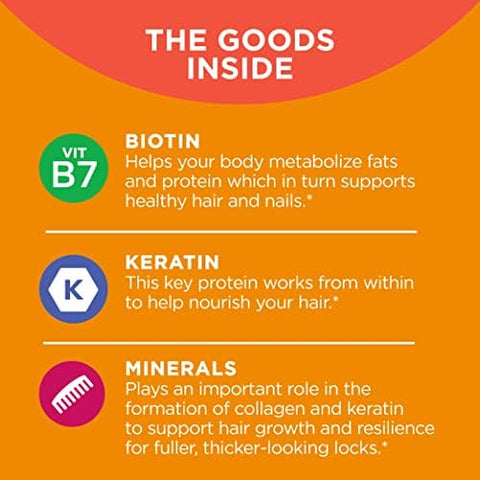 Olly Ultra Strength Hair Softgels Supports Hair Health Biotin Keratin and Metabolism Gummy Rings Apple Cider Vinegar Vitamin B12 Chromium