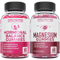 Hormonal Balance & Magnesium Gummies For Muscle Cramps, Pms Gummies Alleviate Bloating & Mood Swings, Magnesium Helps Prevent Cramps & Promotes Muscle Recovery - 60 Vegan Gummies Per Bottle