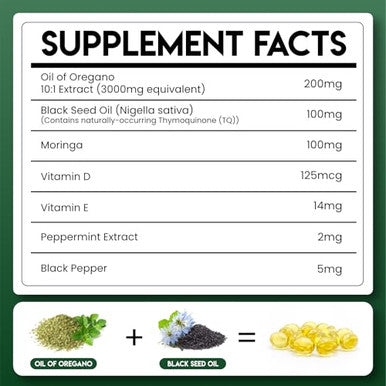 Lasognna Oil Of Oregano Capsules Oregano Oil Formulated With Black Seed 120 Softgels 3000Mg