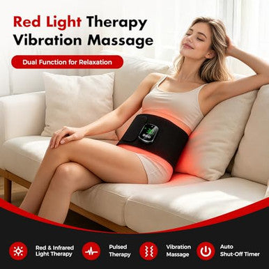 Miula 3-In-1 Cordless Red Light Therapy Belt For Back Abdomen 660Nm & 850Nm Wavelengths With Heat & Vibration Massage5000Mah Rechargeable Waist Wrap For Belt Discomfort Relief For Parents