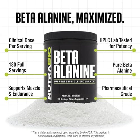 Nutrabio Beta Alanine Pre-Workout Supplement - Beta Alanine Powder 360G Powder