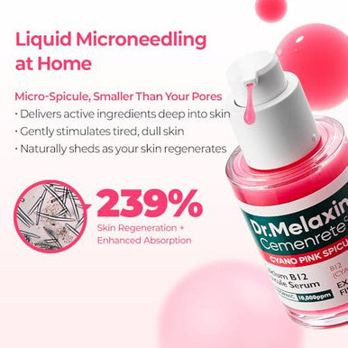 Dr.Melaxin Cemenrete Cyano Pink Spicule Serum With Calcium Vitamin B12 For Under Eyes Skin Dark Circles Fine Lines Puffiness&Eye Bags Cream 1.01 Fl. Oz.